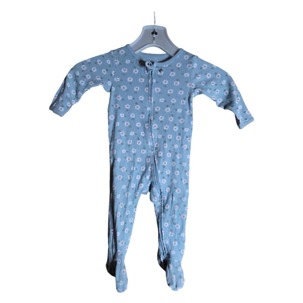 Carter’s Blue Daisy Footed Sleeper Baby Girls Zip Pajamas NB